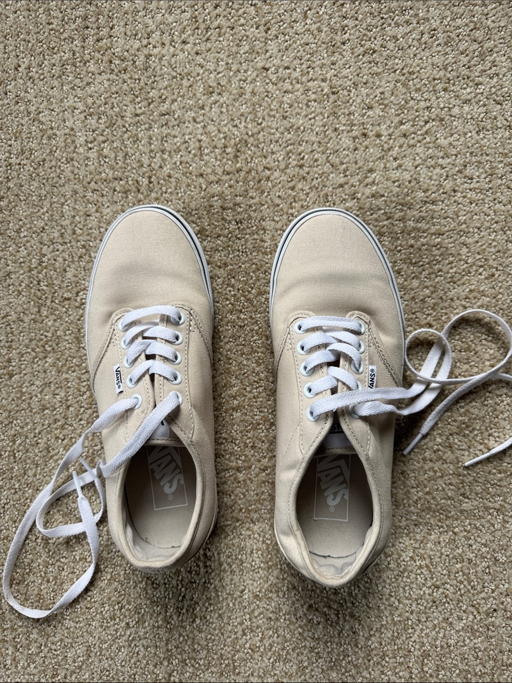 Vans Beige Canvas Low-Top Sneakers with White Accents